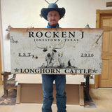 Longhorn Rustic Cattle Sign - Tailored Canvases - Flyclothing LLC