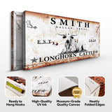 Longhorn Rustic Cattle Sign - Tailored Canvases - Flyclothing LLC