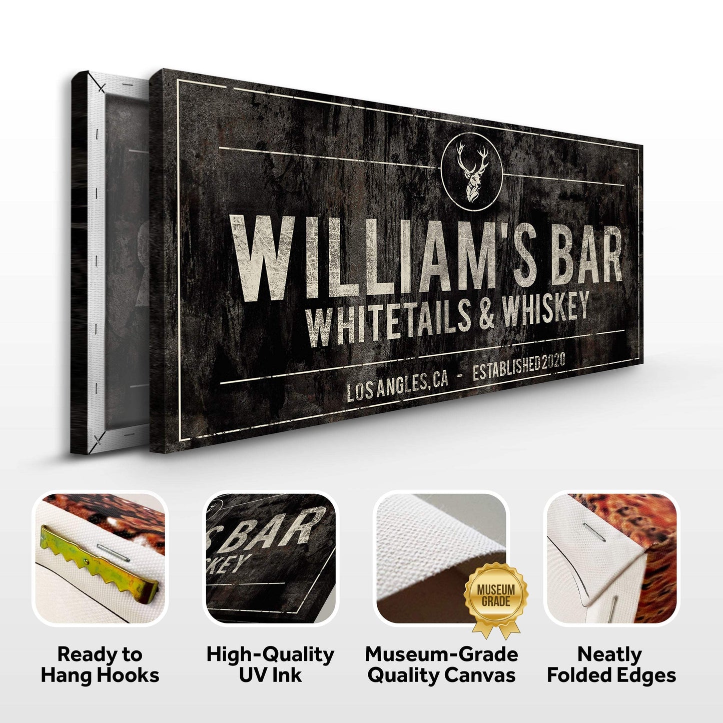 Whitetails and Whiskey Sign - Tailored Canvases - Flyclothing LLC