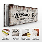 PWhitetails and Whiskey Sign: Perfect for Personalized Basement Bar Sign and Man Cave Wall Decor - Tailored Canvases - Flyclothing LLC