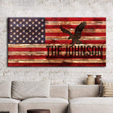 Rustic American Flag Family Name Sign - Tailored Canvases - Flyclothing LLC