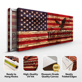 Rustic American Flag Family Name Sign - Tailored Canvases - Flyclothing LLC