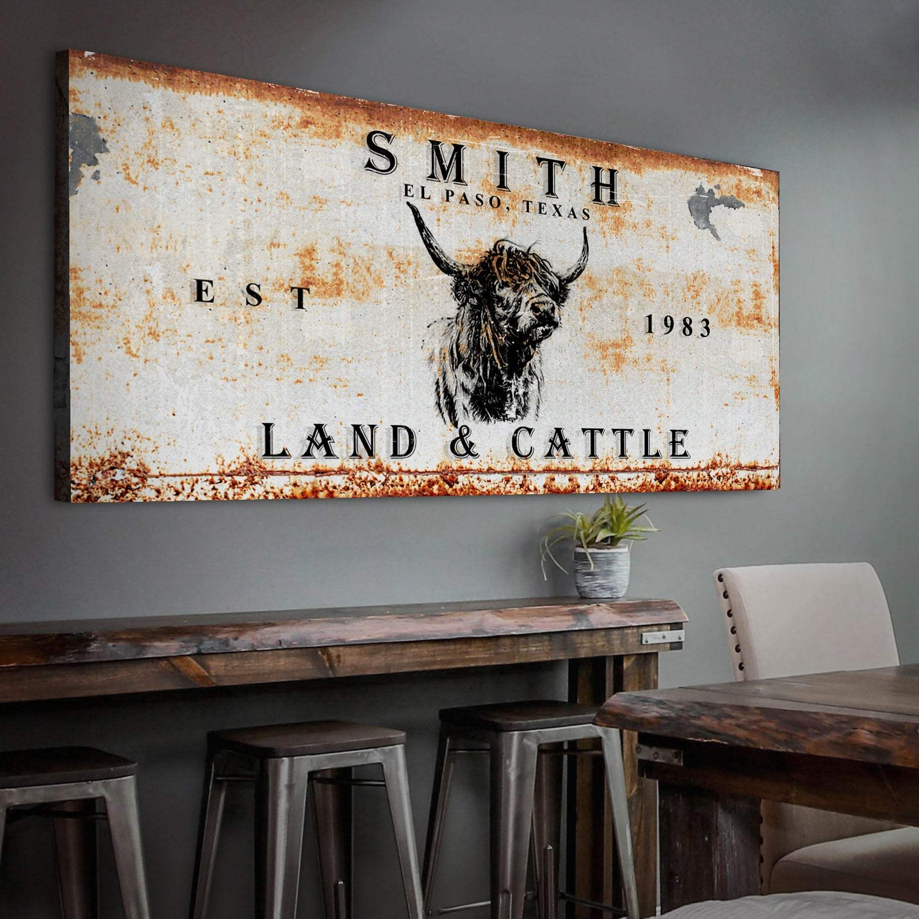 Land And Cattle Rustic Sign II - Tailored Canvases - Flyclothing LLC