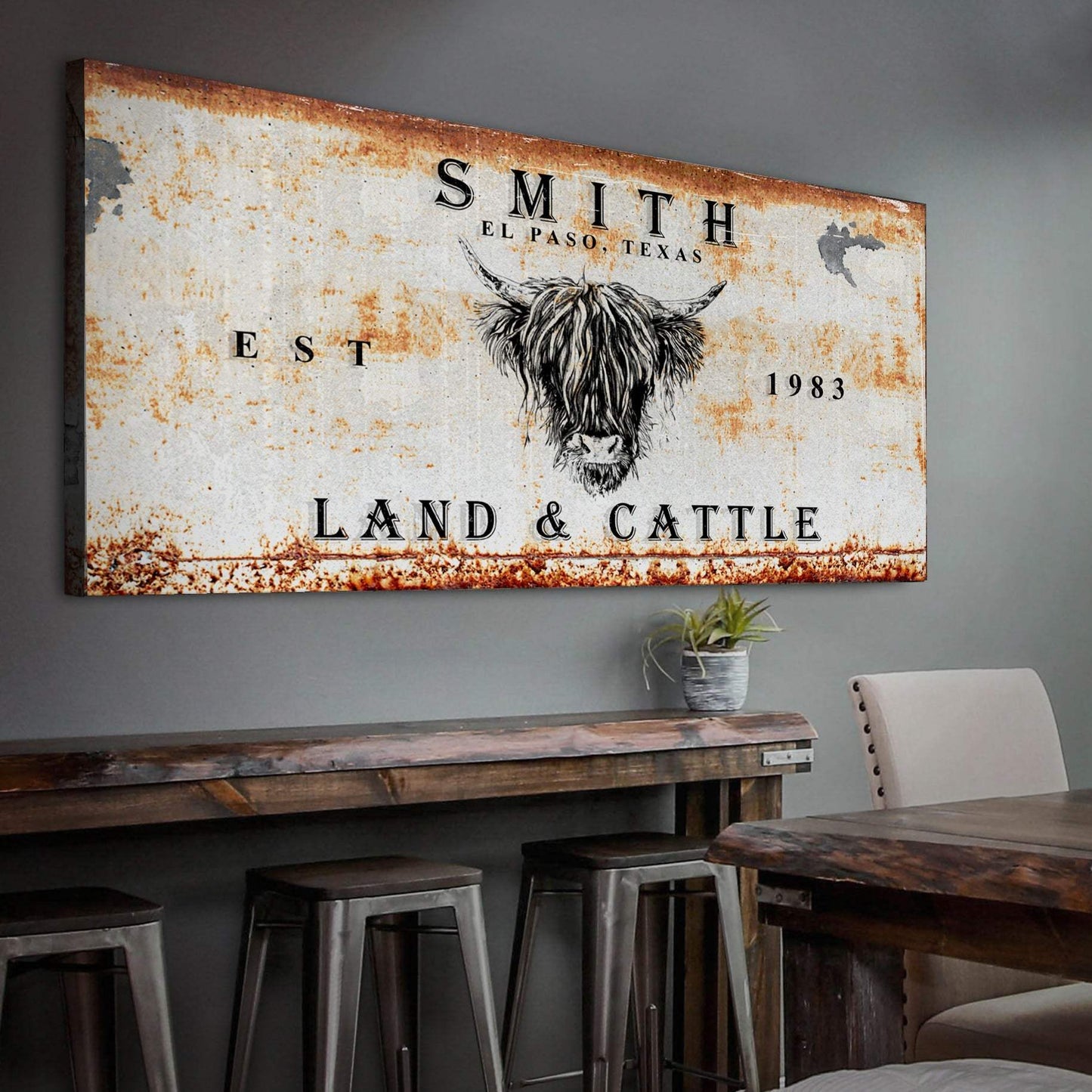 Land And Cattle Rustic Sign III - Tailored Canvases - Flyclothing LLC