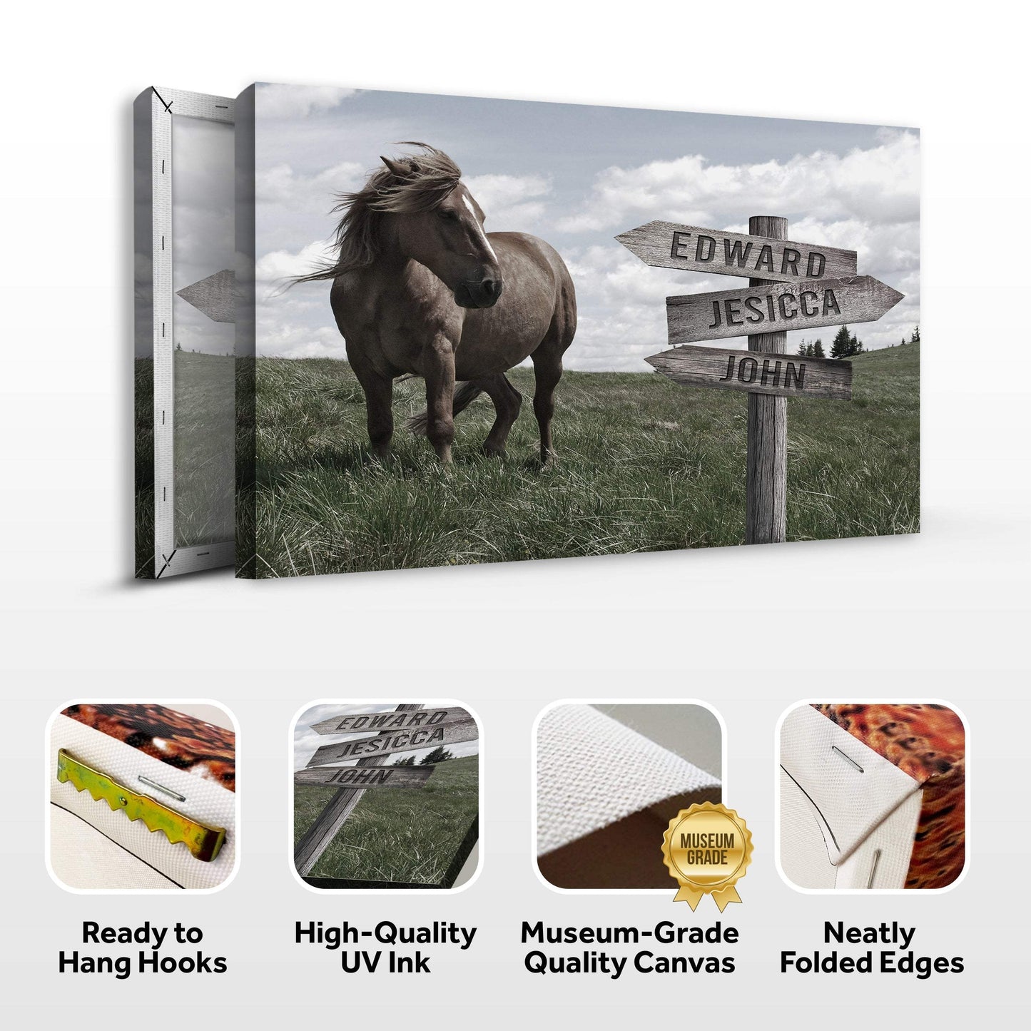 Classic Horse Family Name Sign - Tailored Canvases - Flyclothing LLC