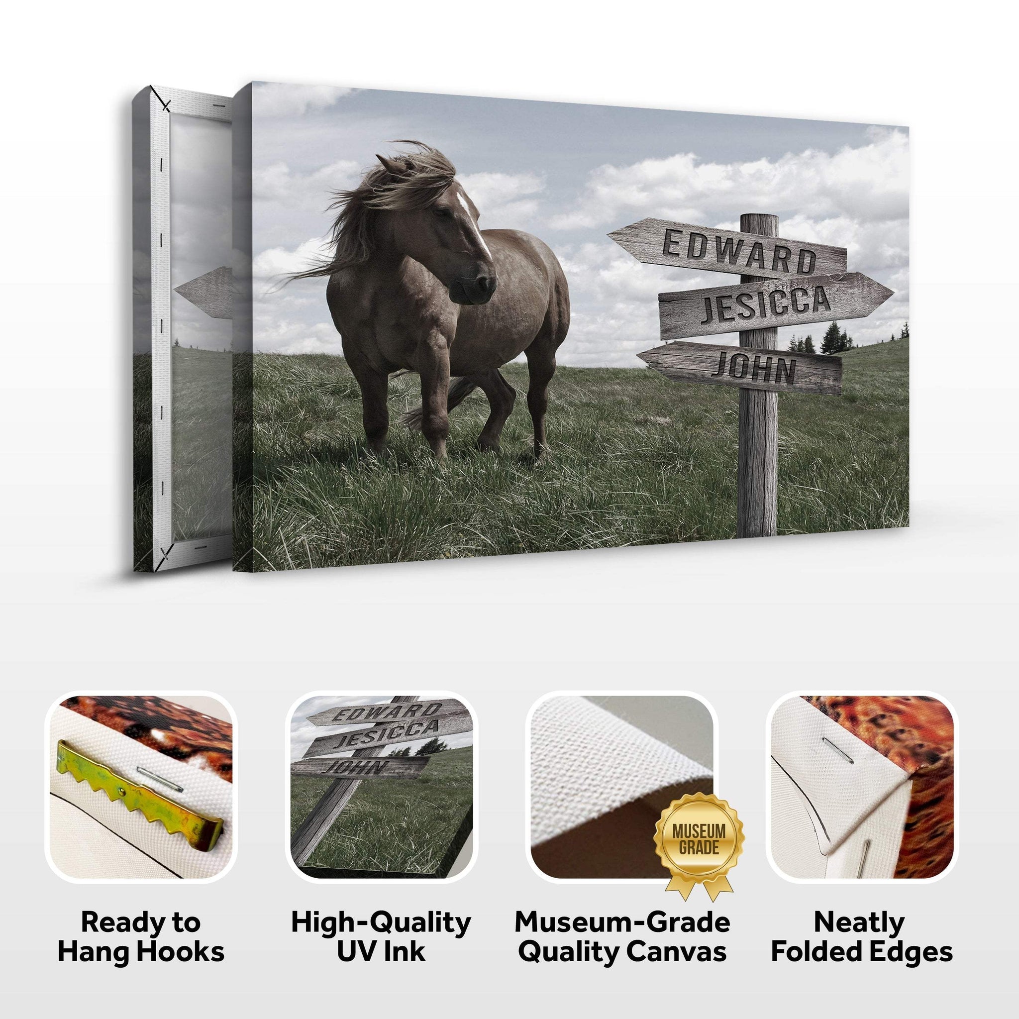 Classic Horse Family Name Sign - Tailored Canvases - Flyclothing LLC