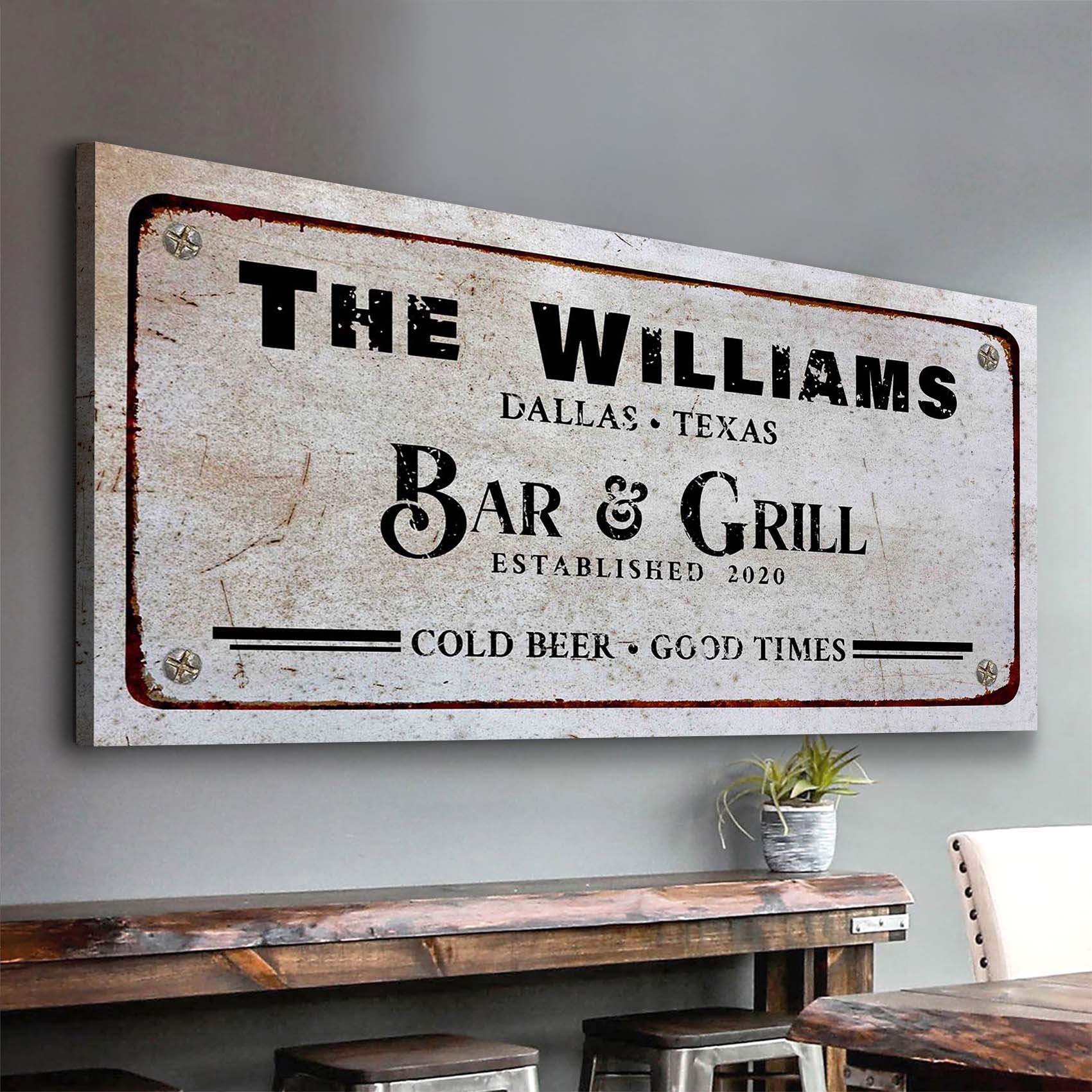 Bar and Grill Sign VII - Tailored Canvases - Flyclothing LLC