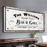 Bar and Grill Sign VIII - Tailored Canvases - Flyclothing LLC