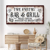 Personalized Bar and Grill Sign - Tailored Canvases - Flyclothing LLC