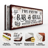 Personalized Bar and Grill Sign - Tailored Canvases - Flyclothing LLC