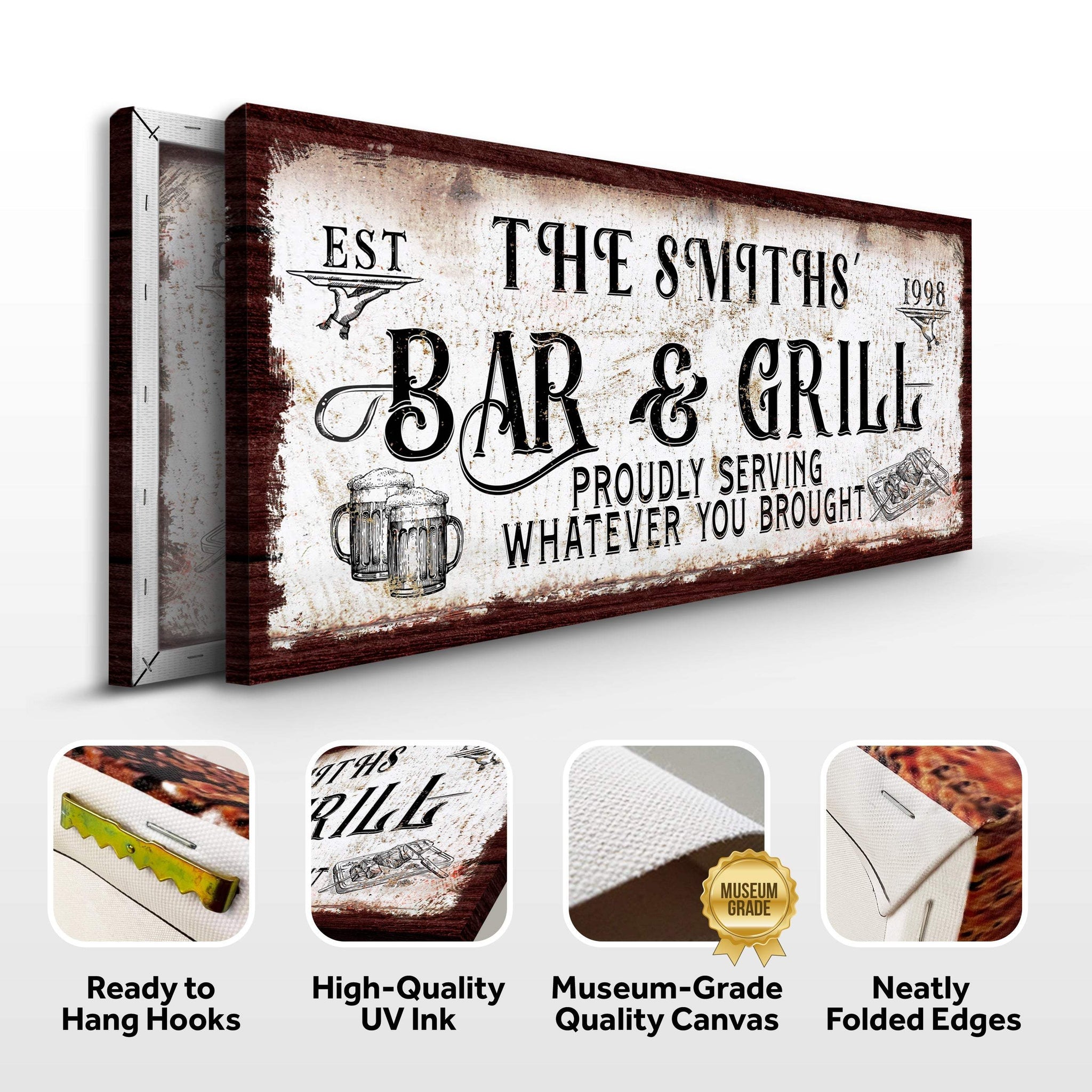 Personalized Bar and Grill Sign - Tailored Canvases - Flyclothing LLC