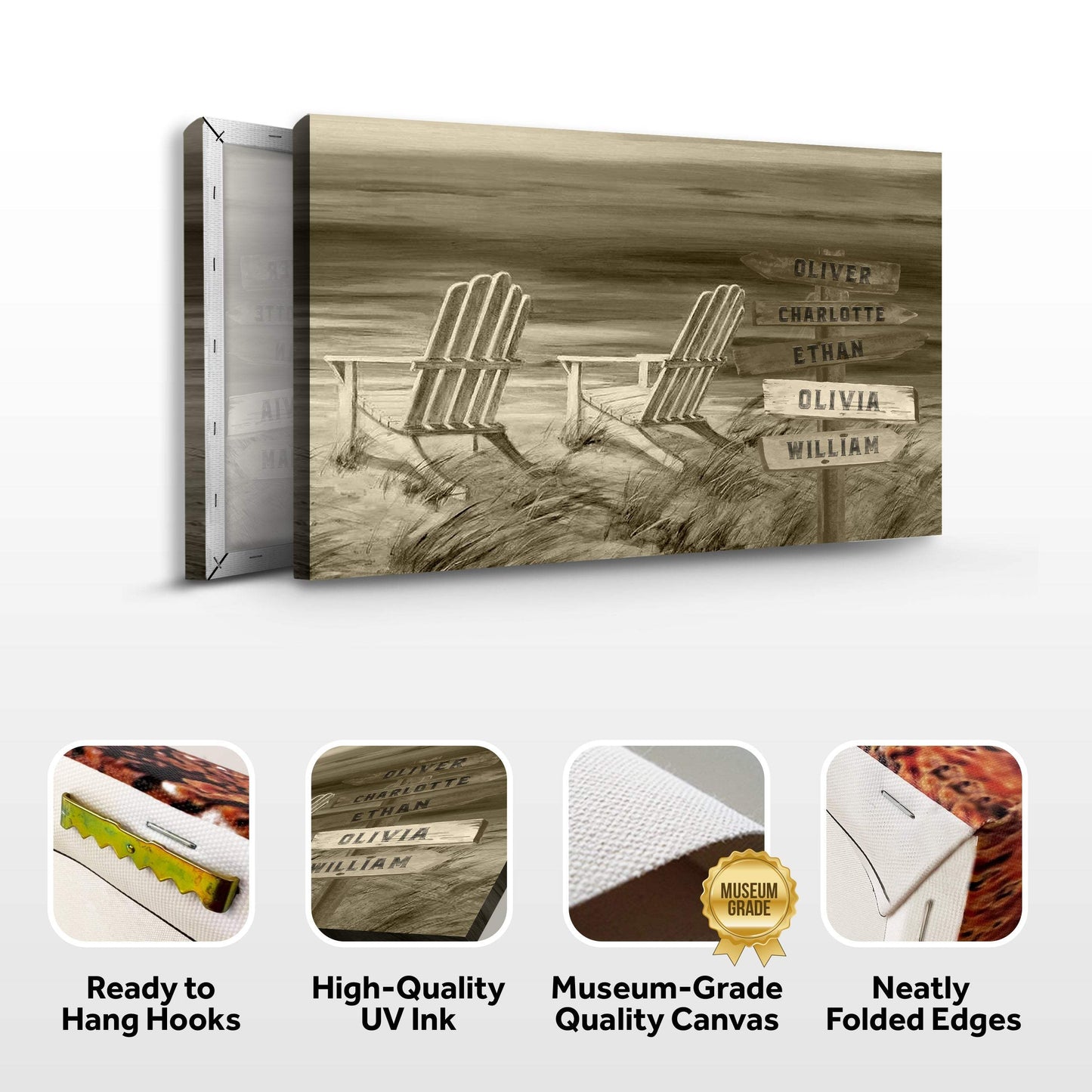 Monochrome Beach Name Sign - Tailored Canvases - Flyclothing LLC