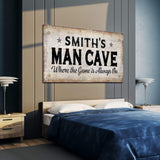 Where the Game is Always On Man Cave Sign - Tailored Canvases - Flyclothing LLC