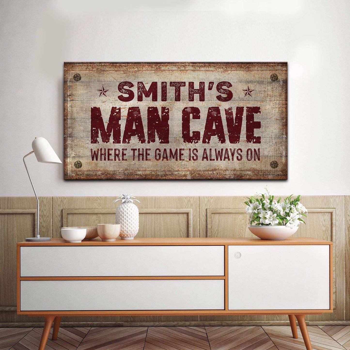 Where the Game is Always On Man Cave Sign - Tailored Canvases - Flyclothing LLC