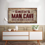 Where the Game is Always On Man Cave Sign - Tailored Canvases - Flyclothing LLC