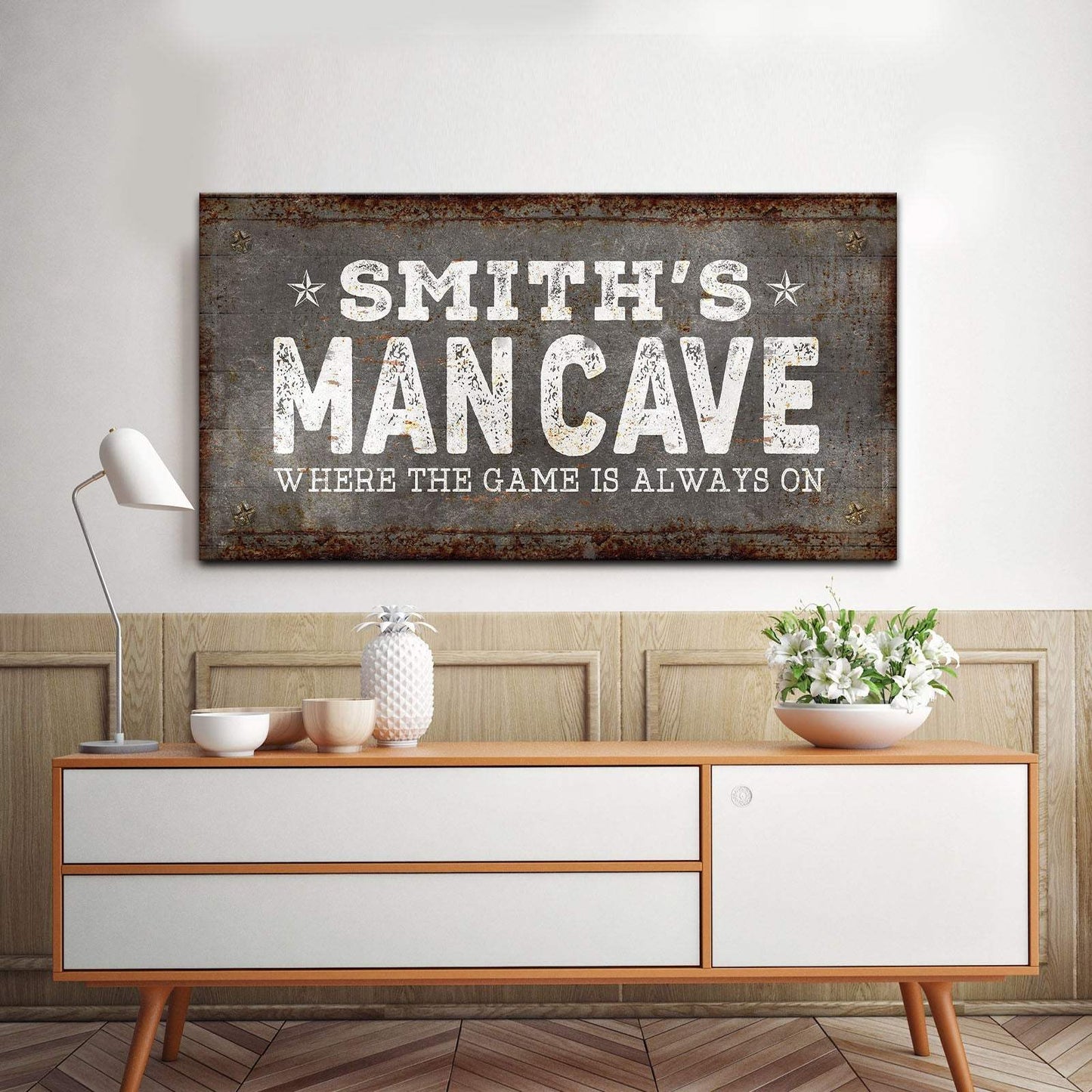 Where the Game is Always On Man Cave Sign - Tailored Canvases - Flyclothing LLC