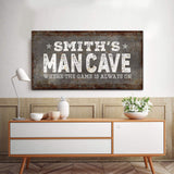 Where the Game is Always On Man Cave Sign - Tailored Canvases - Flyclothing LLC