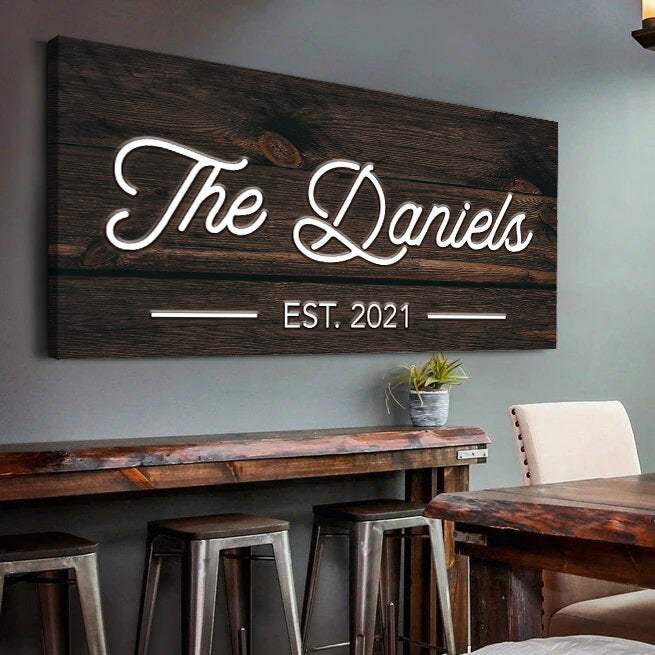 Wooden Family Name Sign - Tailored Canvases - Flyclothing LLC