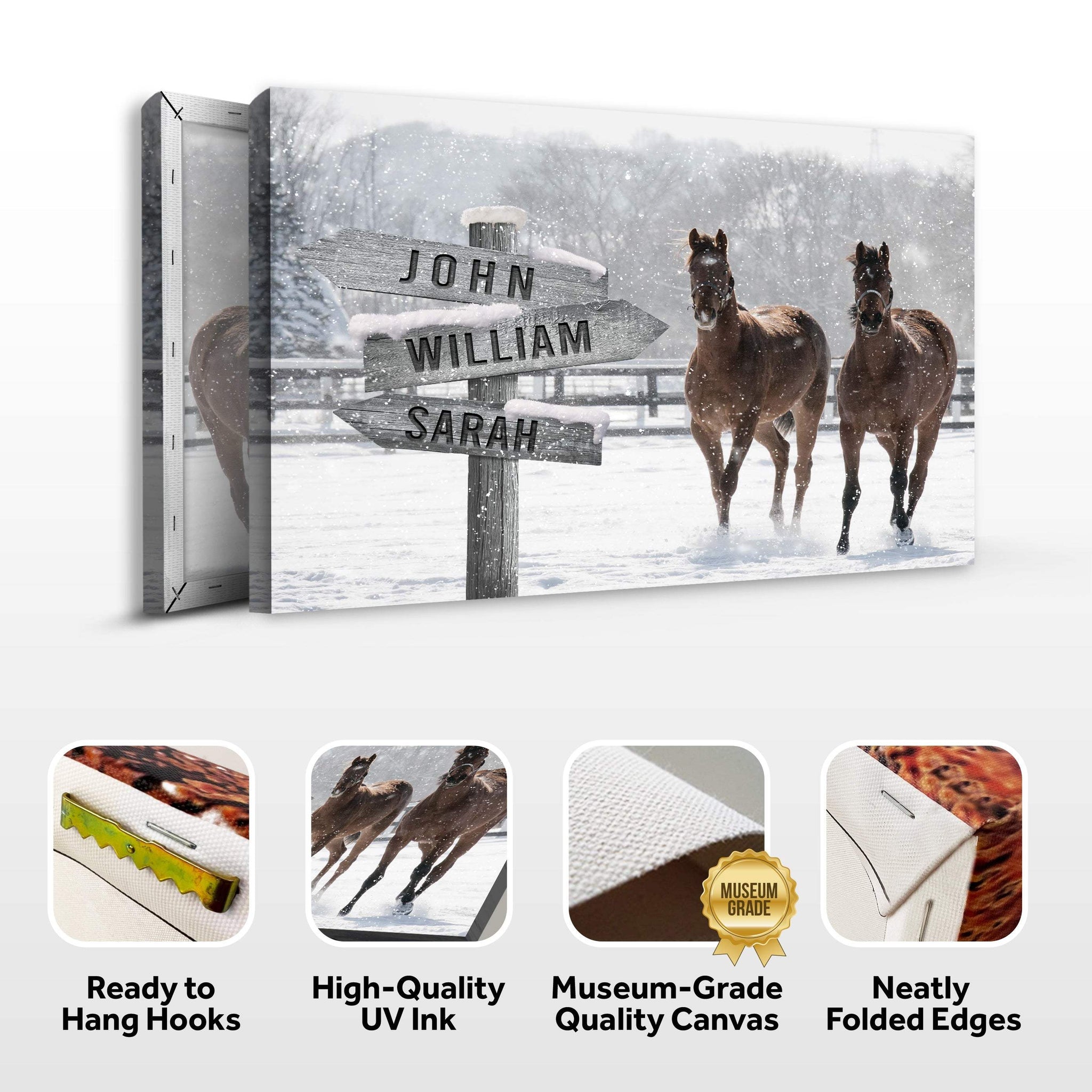 Snow Horses Vintage Name Sign - Tailored Canvases - Flyclothing LLC