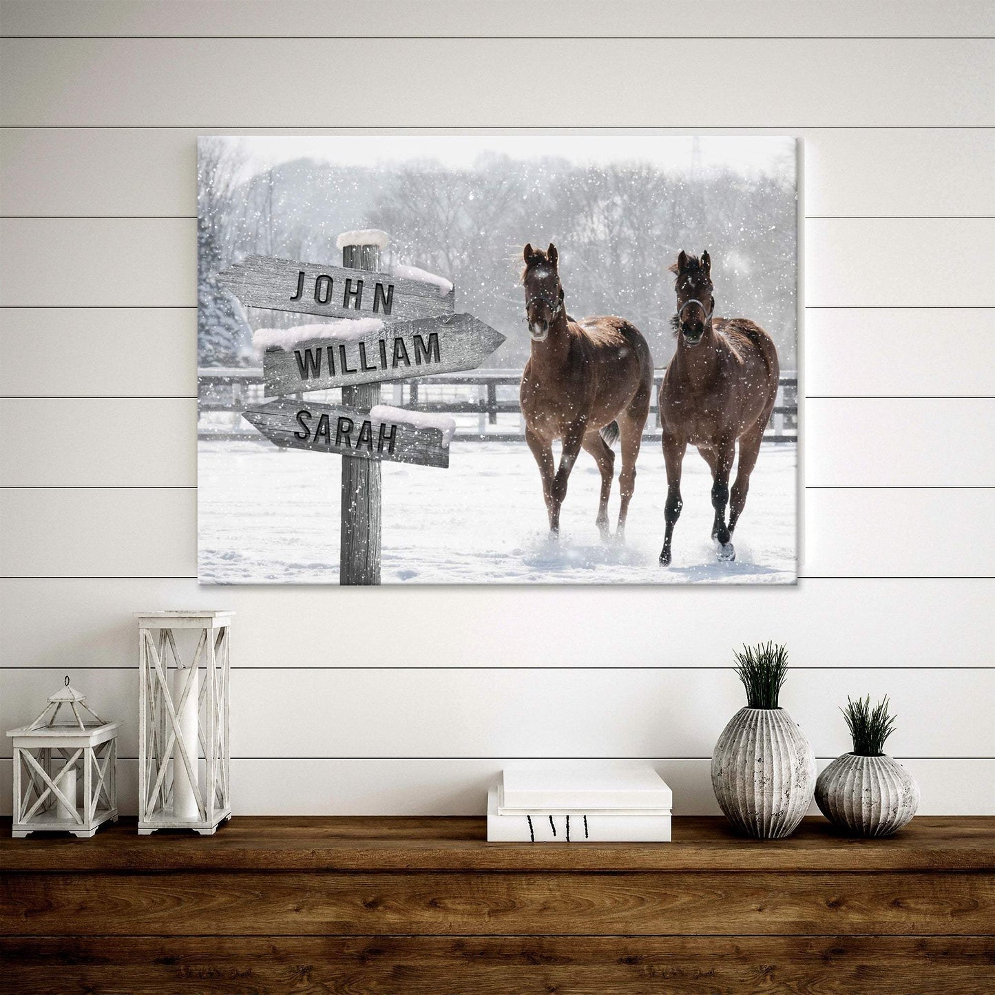 Snow Horses Vintage Name Sign - Tailored Canvases - Flyclothing LLC