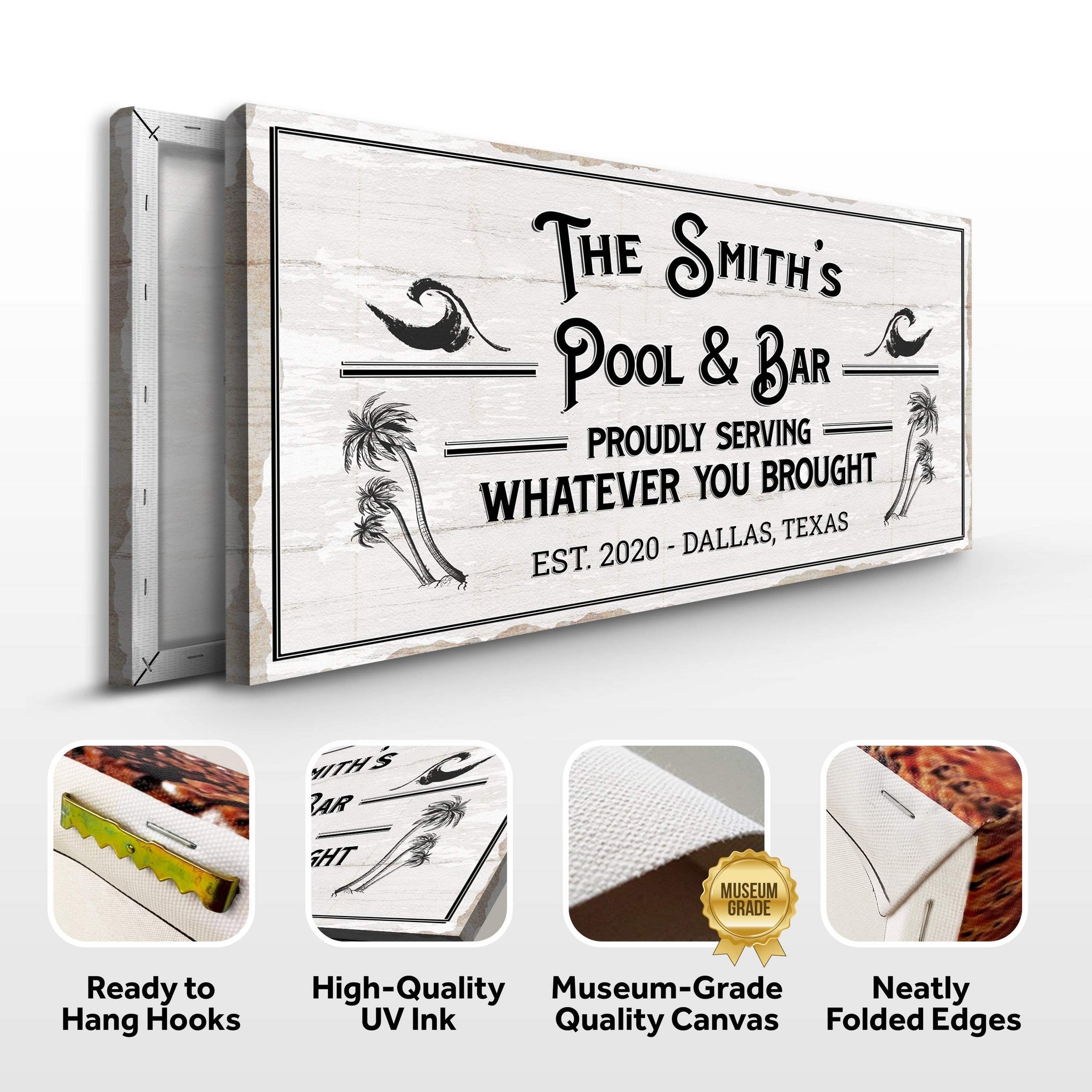 Personalized Rustic Pool And Bar Sign III - Tailored Canvases - Flyclothing LLC