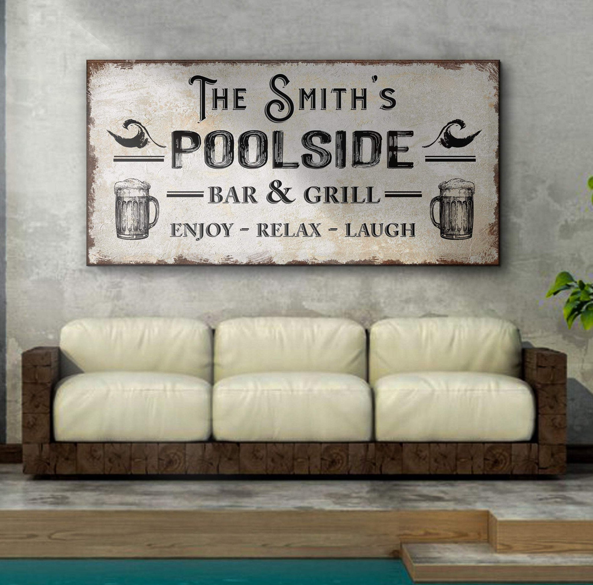 Personalized Poolside Bar And Grill Sign - Tailored Canvases - Flyclothing LLC
