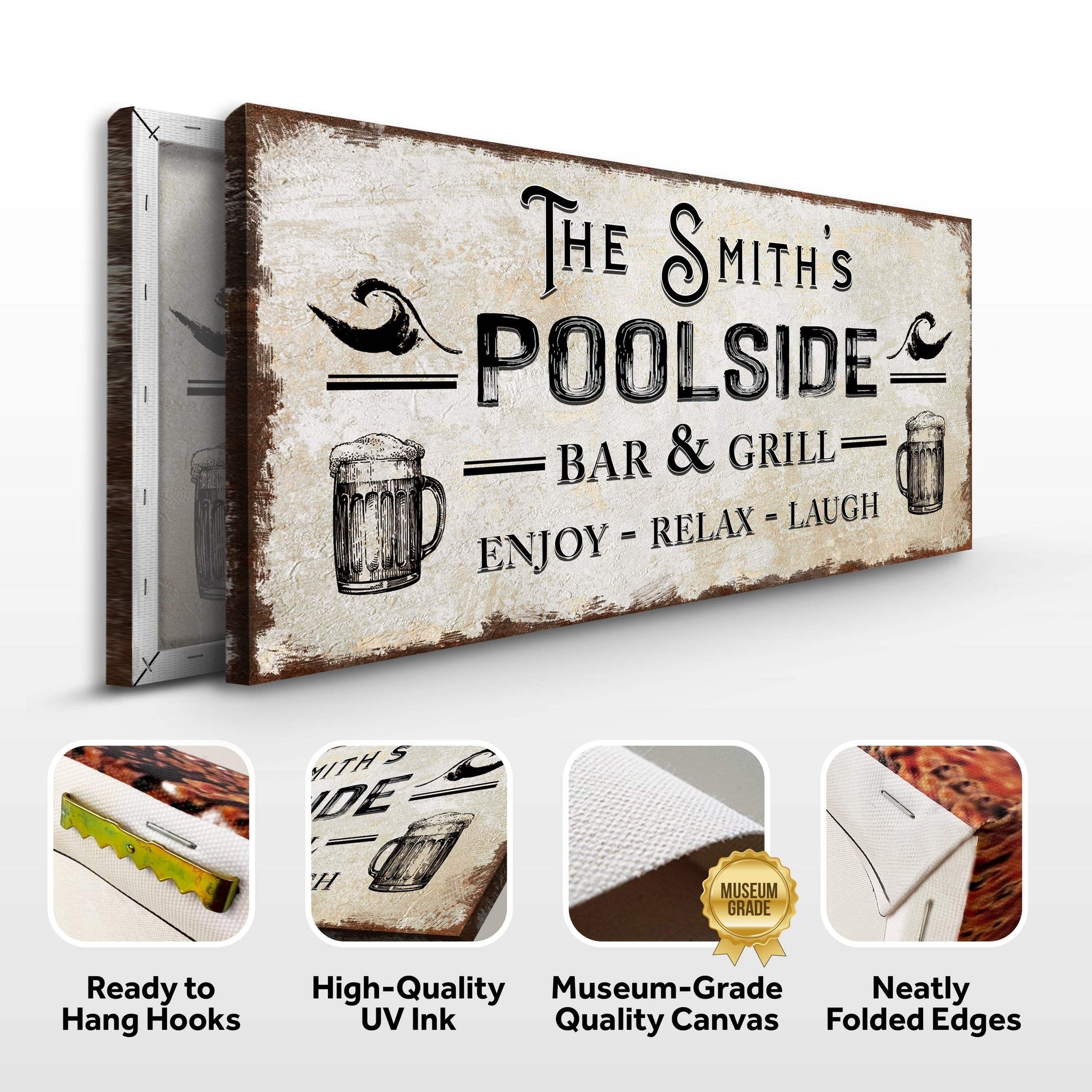 Personalized Poolside Bar And Grill Sign - Tailored Canvases - Flyclothing LLC