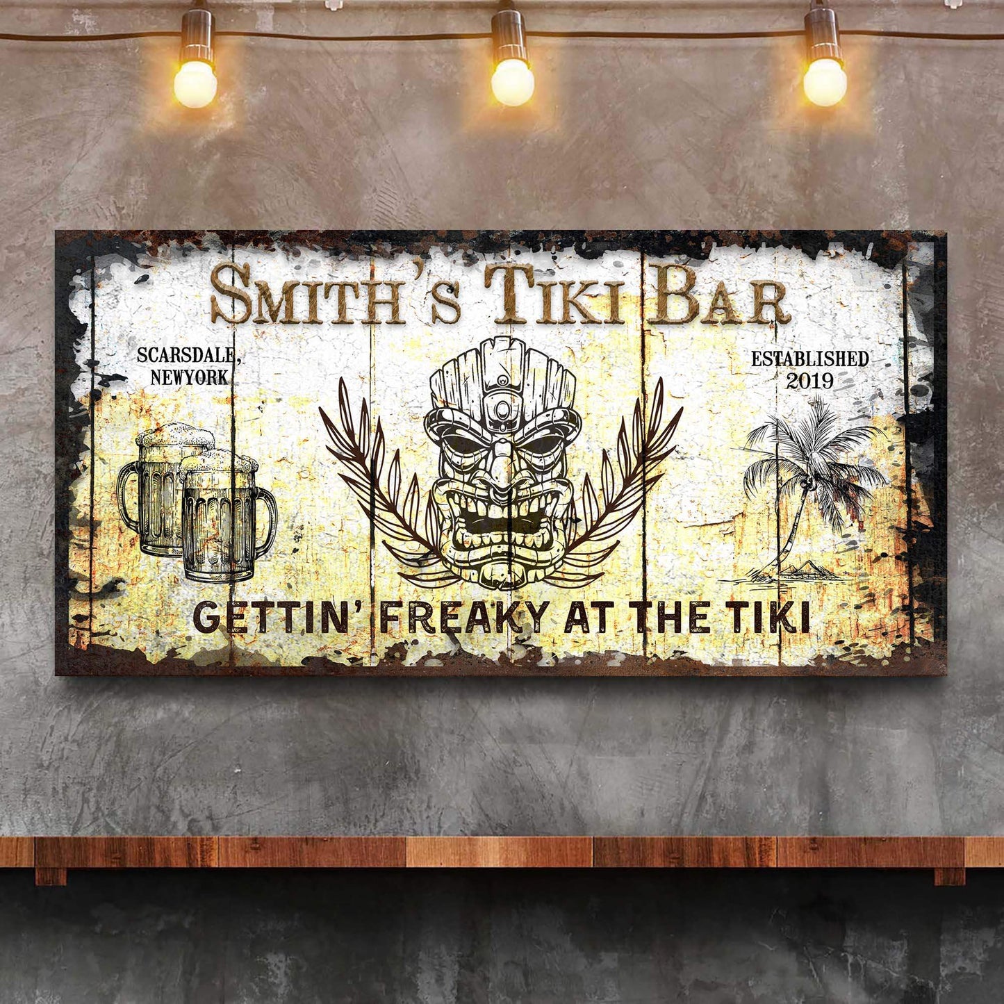 Personalized Tiki Bar Sign: Custom Bar Signs for Home Bar – Ideal For Your Basement Bar Or Man Cave Decor - Tailored Canvases - Flyclothing LLC