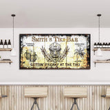 Personalized Tiki Bar Sign: Custom Bar Signs for Home Bar – Ideal For Your Basement Bar Or Man Cave Decor - Tailored Canvases - Flyclothing LLC