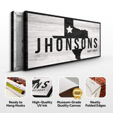 Texas Family Name Sign - Tailored Canvases - Flyclothing LLC