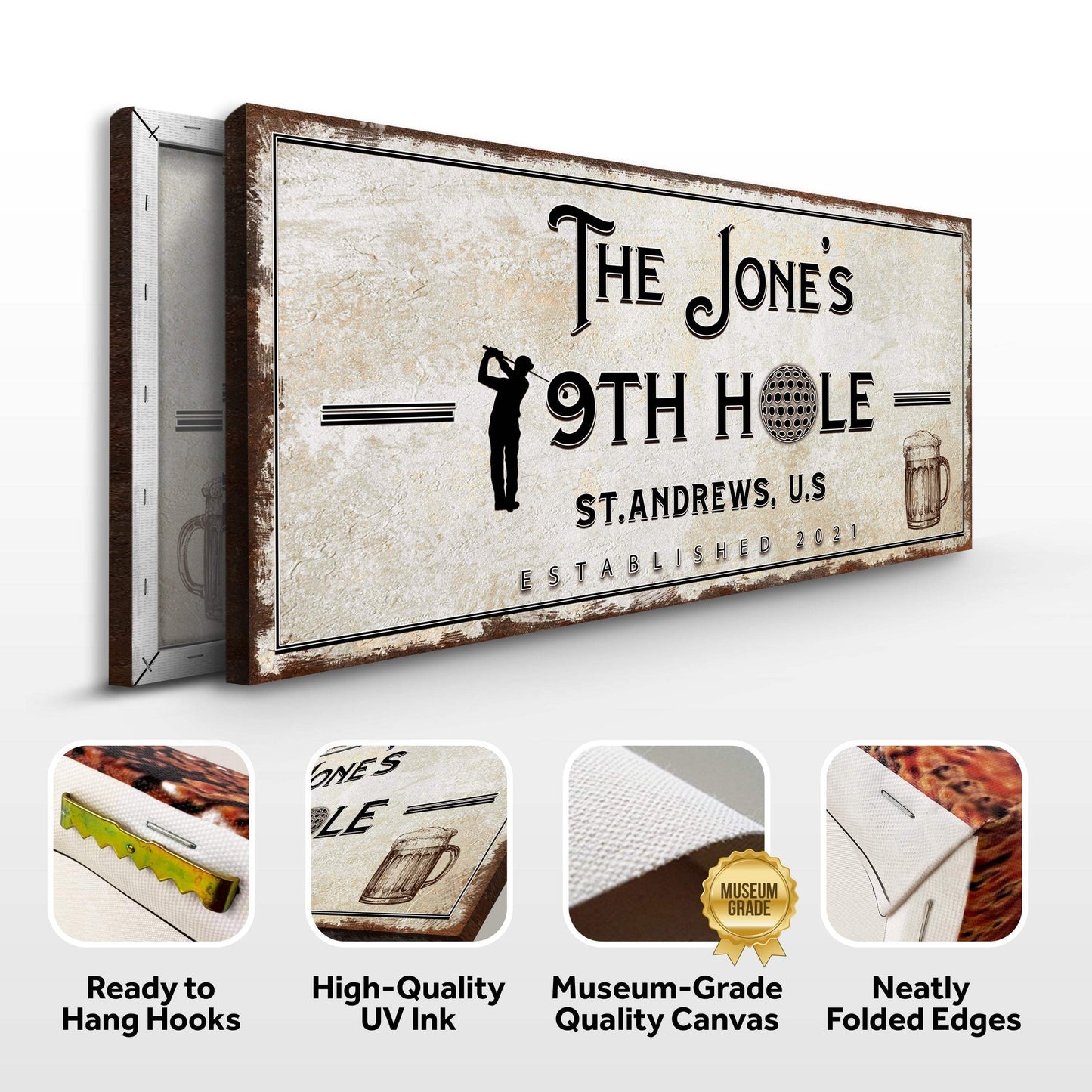 19th Hole Golf Personalized Sign - Tailored Canvases - Flyclothing LLC