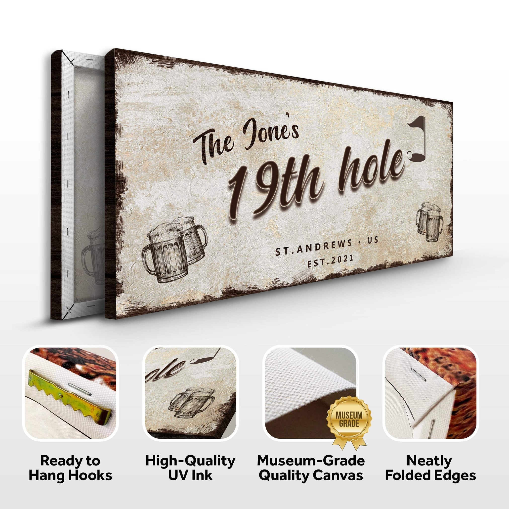 19th Hole Golf Personalized Sign III - Tailored Canvases - Flyclothing LLC