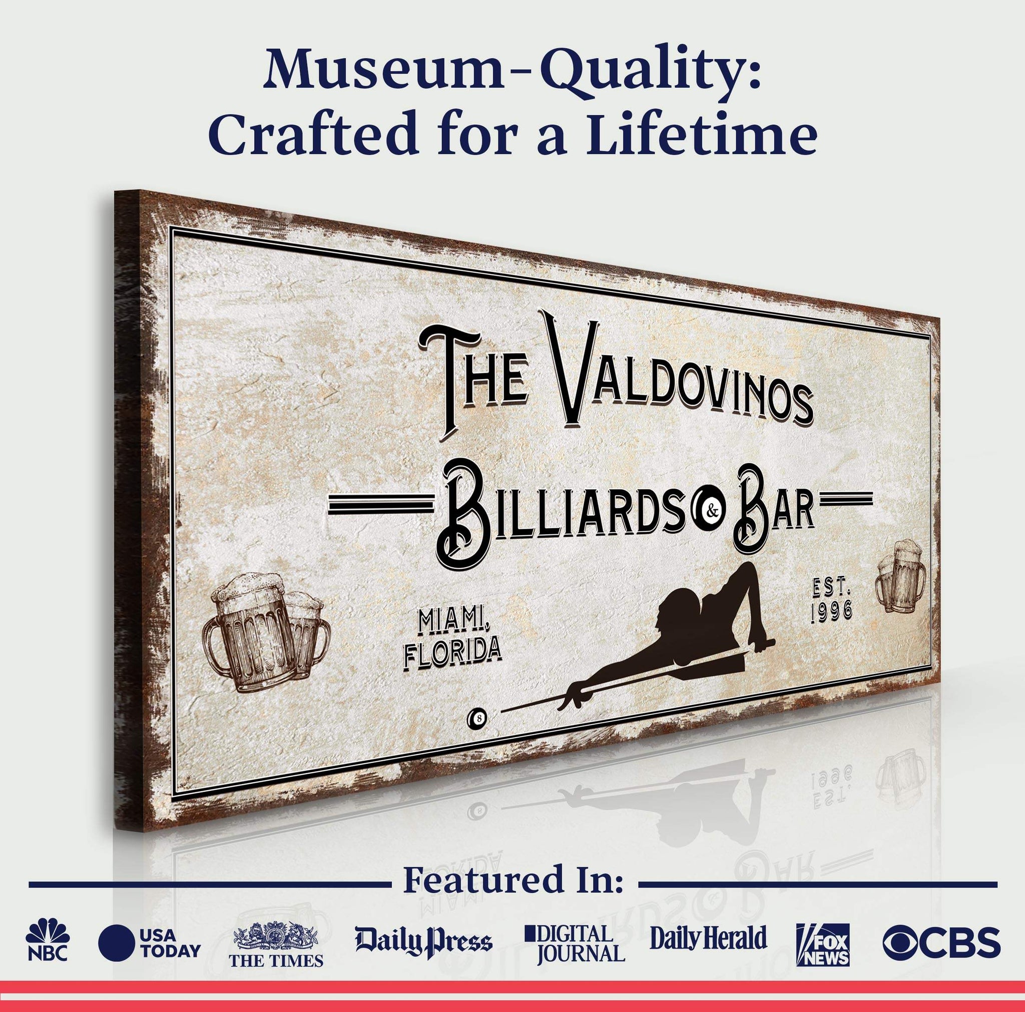 Billiards And Bar Sign II - Tailored Canvases - Flyclothing LLC