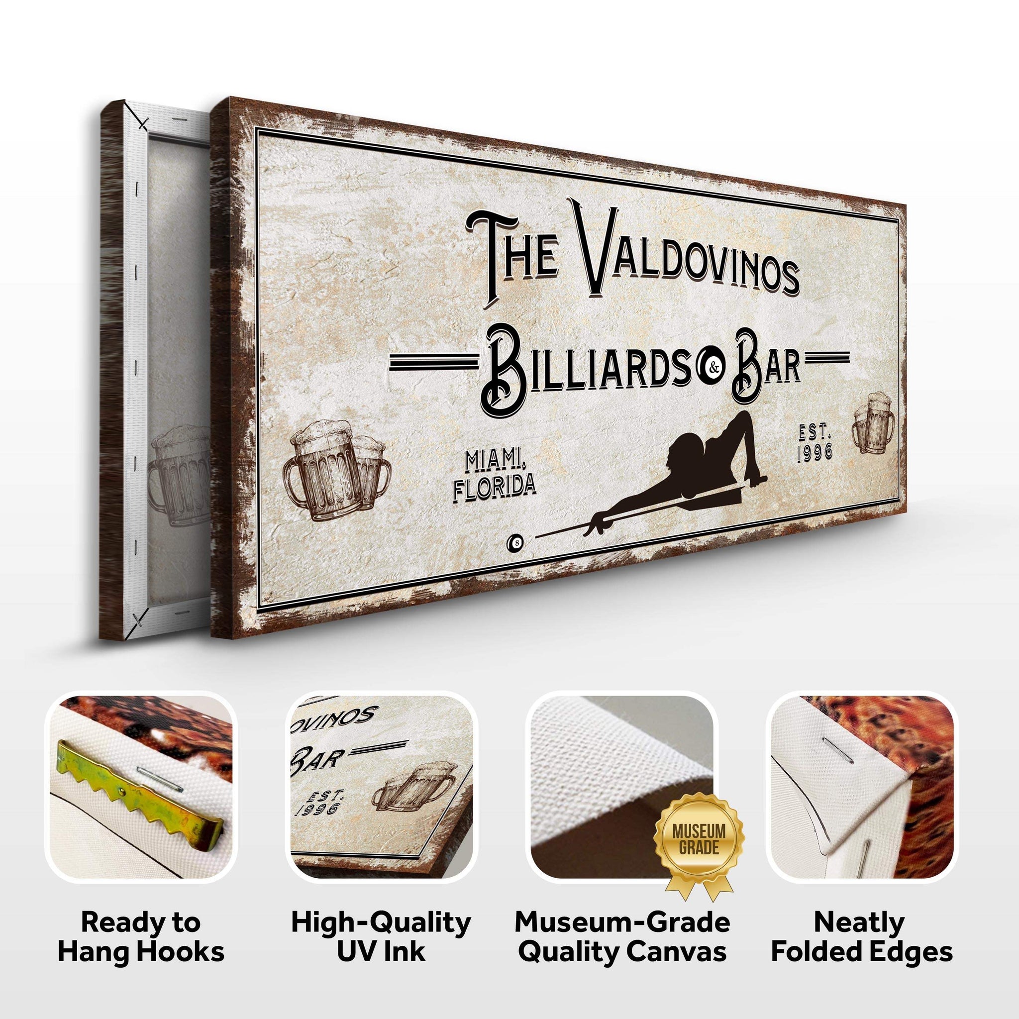 Billiards And Bar Sign II - Tailored Canvases - Flyclothing LLC