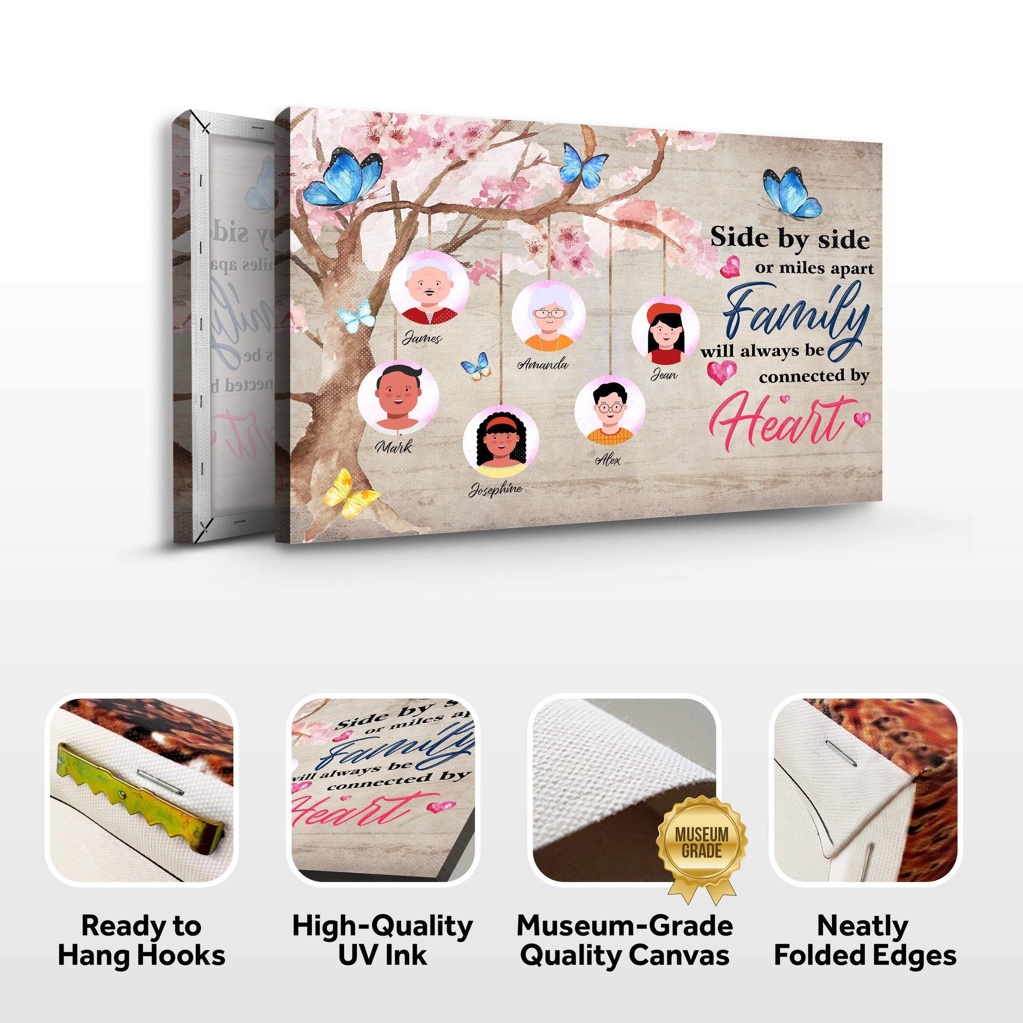 Family Will Always Be Connected By Heart Sign II - Tailored Canvases - Flyclothing LLC