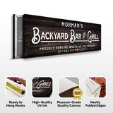 Custom Backyard Bar and Grill Sign: Custom Bar Signs for Home Bar – Perfect for Outdoor Man Cave Decor - Tailored Canvases - Flyclothing LLC