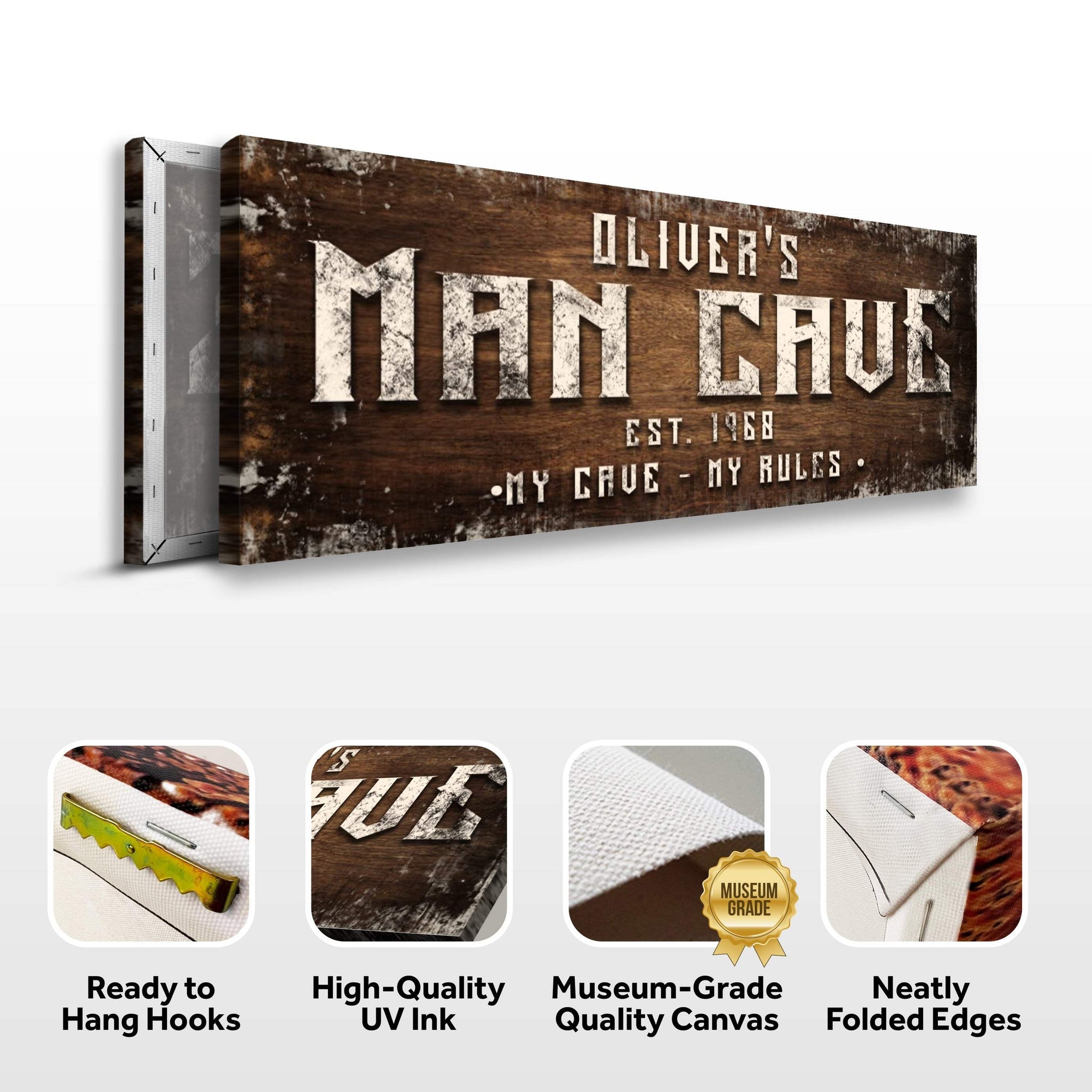 Man Cave My Cave My Rules Sign - Tailored Canvases - Flyclothing LLC