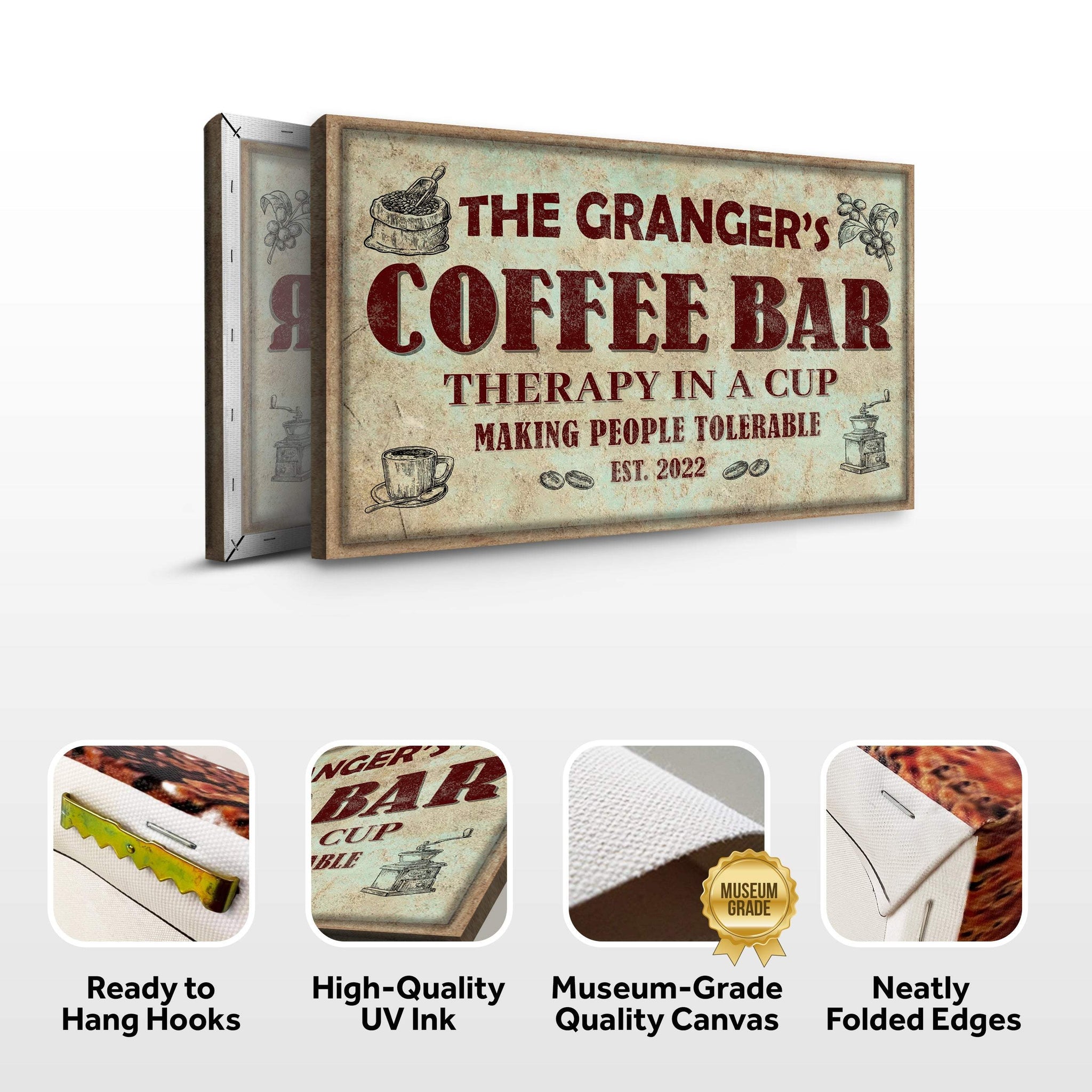 Coffee Bar Therapy In A Cup Sign - Tailored Canvases - Flyclothing LLC