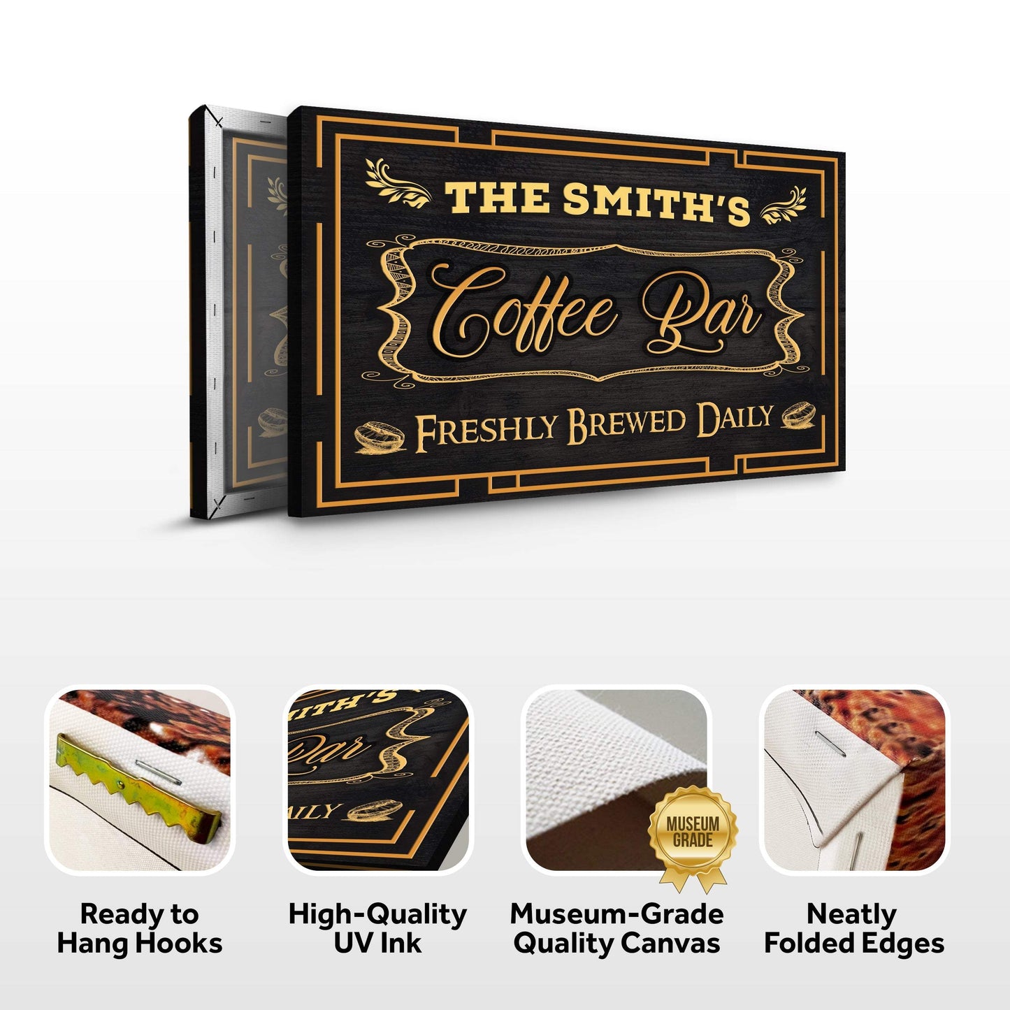 Coffee Bar Freshly Brewed Daily Sign - Tailored Canvases - Flyclothing LLC