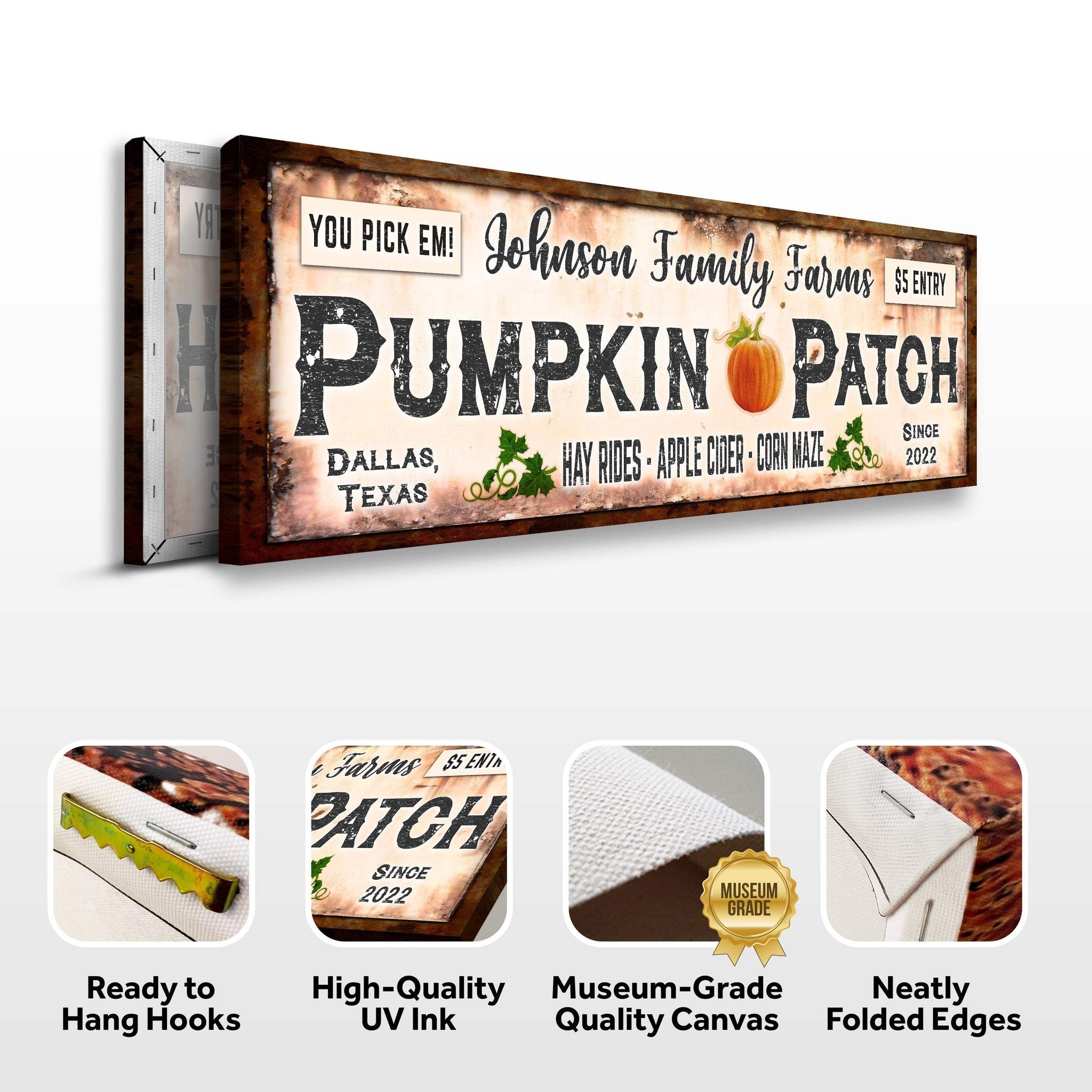 Family Farms Pumpkin Patch Sign - Tailored Canvases - Flyclothing LLC