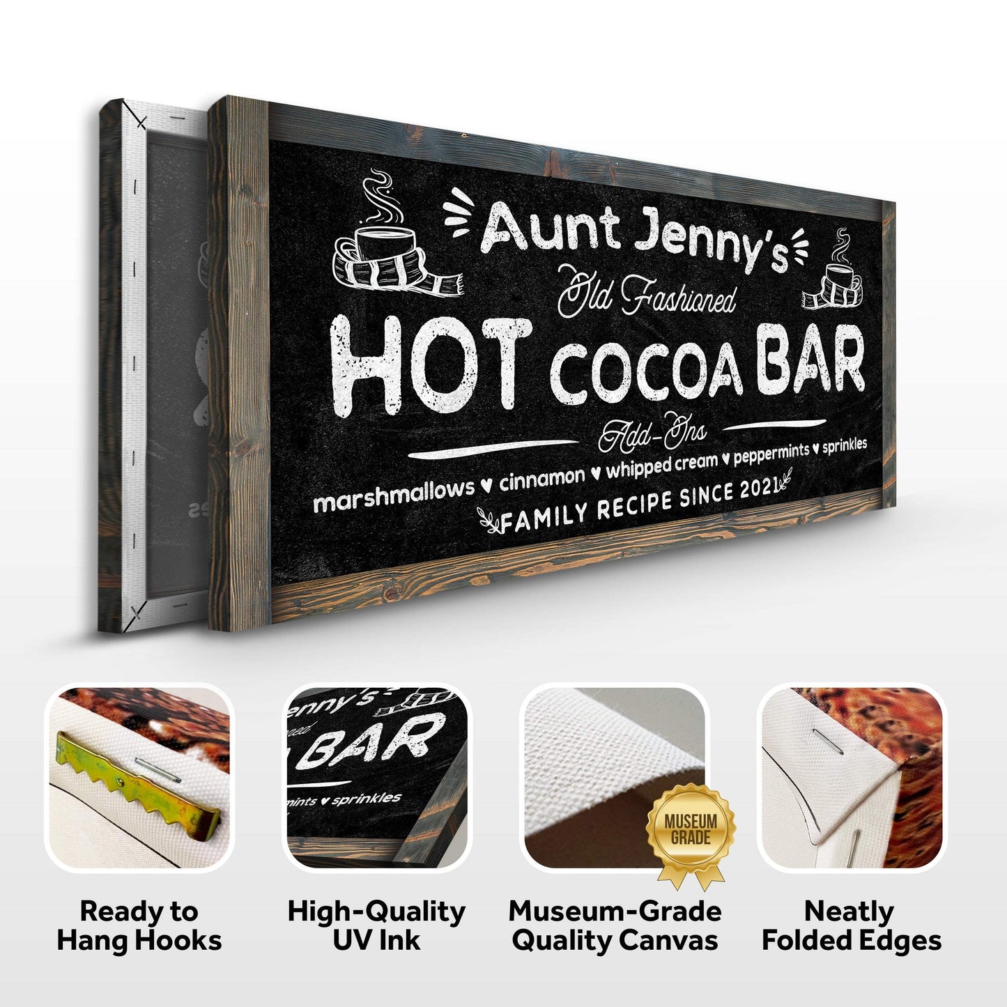 Family Recipe Old Fashioned Hot Cocoa Sign II - Tailored Canvases - Flyclothing LLC