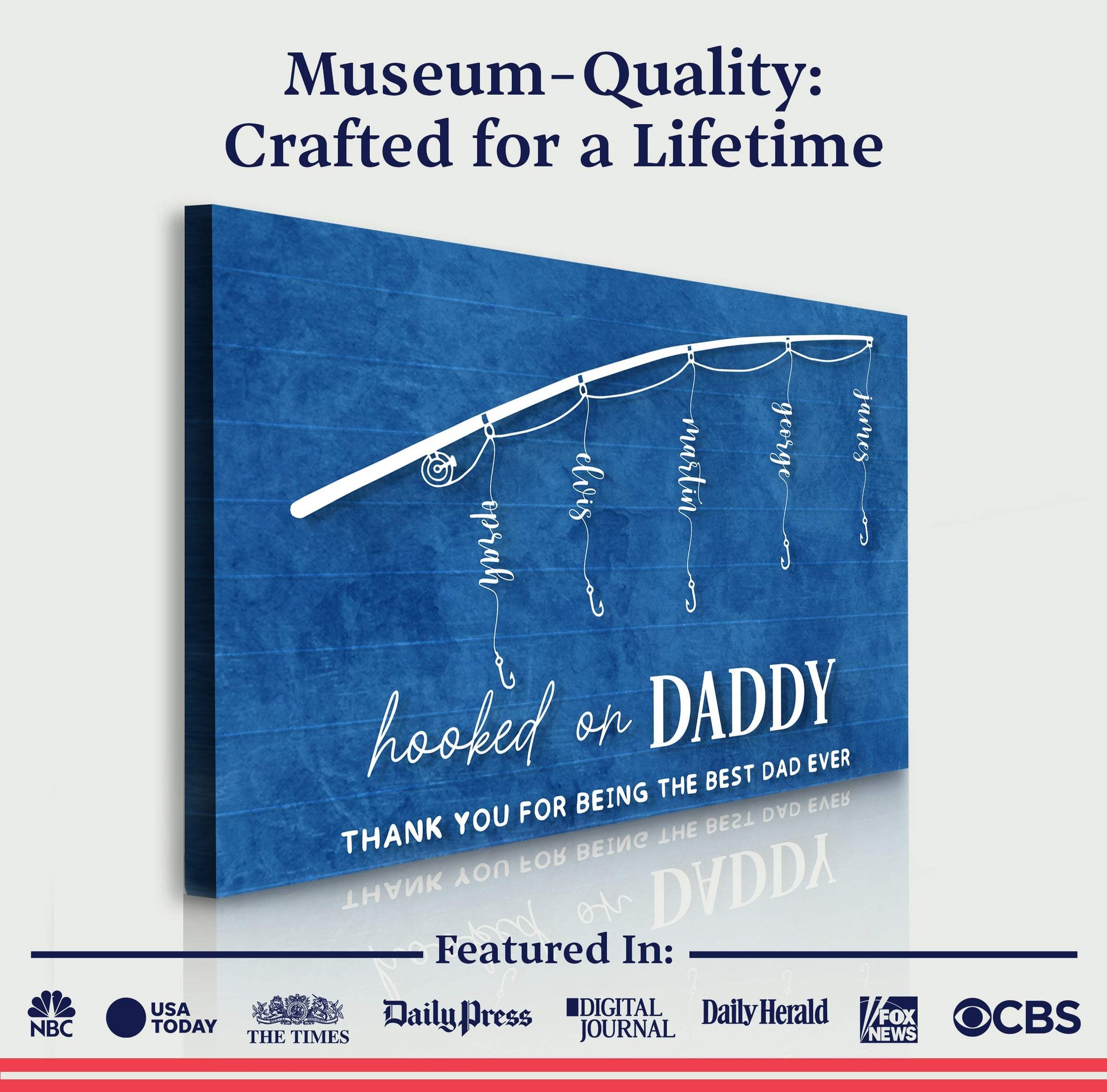 Hooked On Daddy Father's Day Gift Sign - Tailored Canvases - Flyclothing LLC