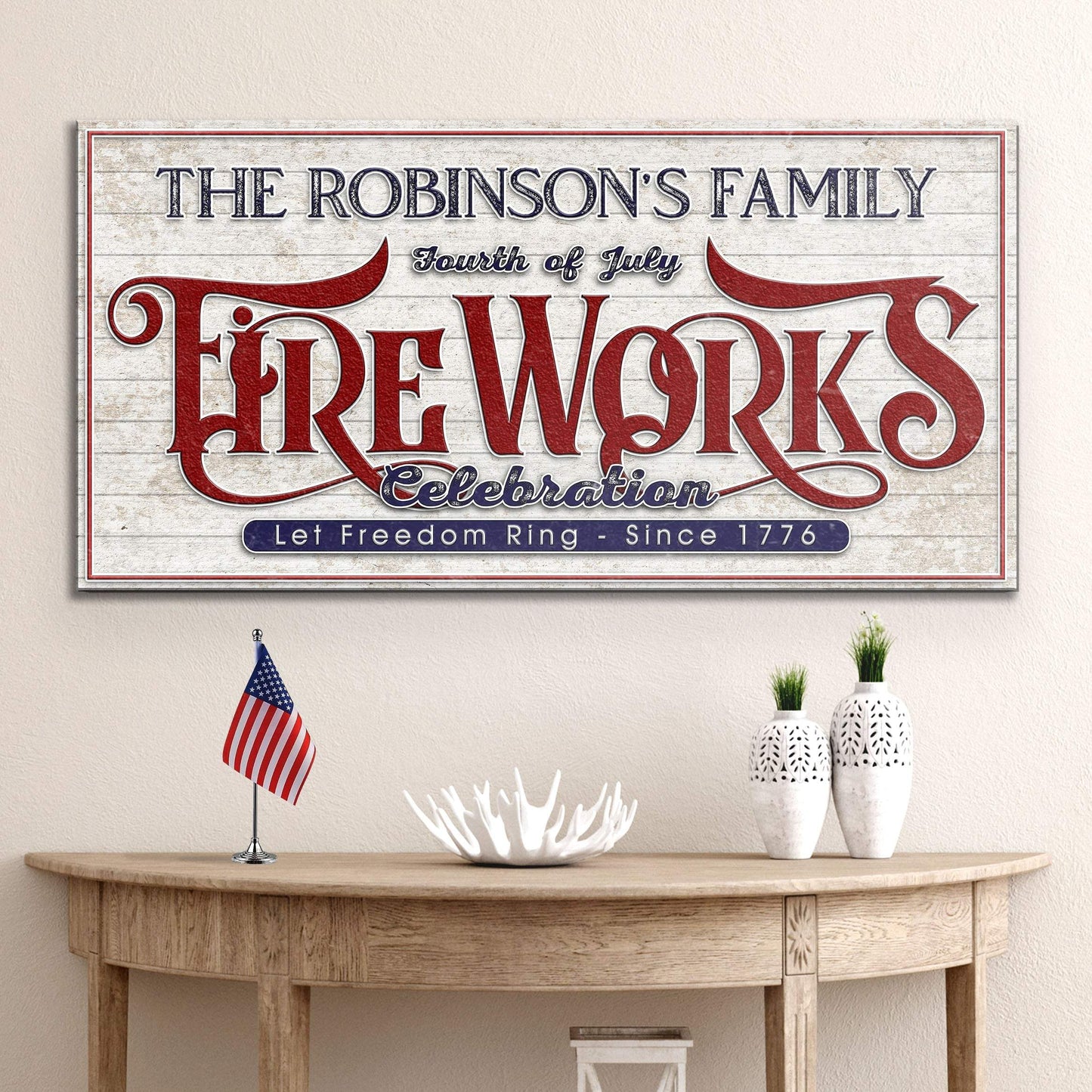 4th of July Fireworks Celebration Personalized Sign - Tailored Canvases - Flyclothing LLC