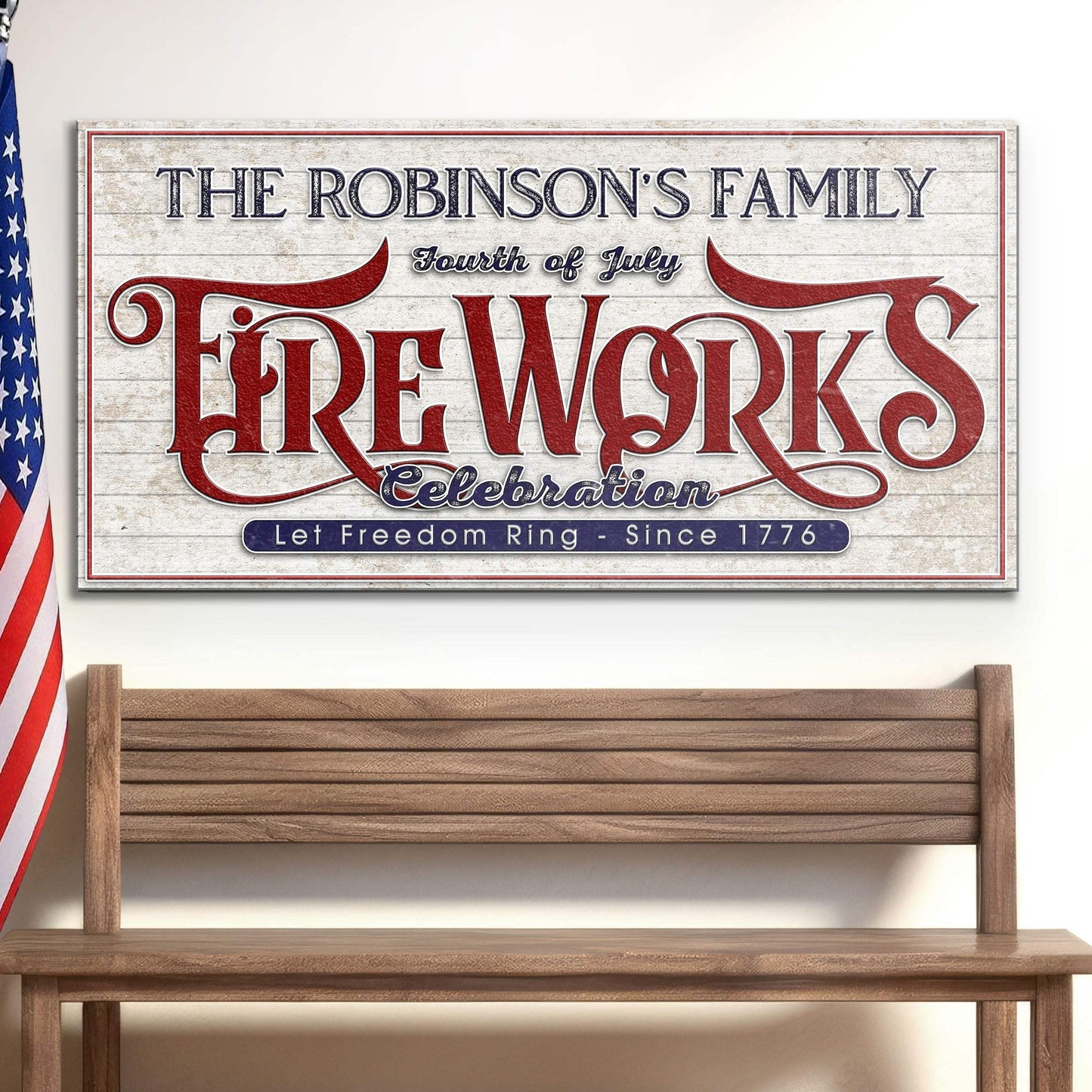 4th of July Fireworks Celebration Personalized Sign - Tailored Canvases - Flyclothing LLC