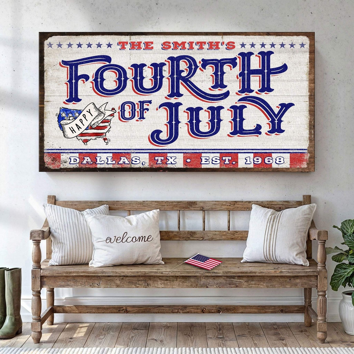 4th of July Personalized Welcome Sign - Tailored Canvases - Flyclothing LLC
