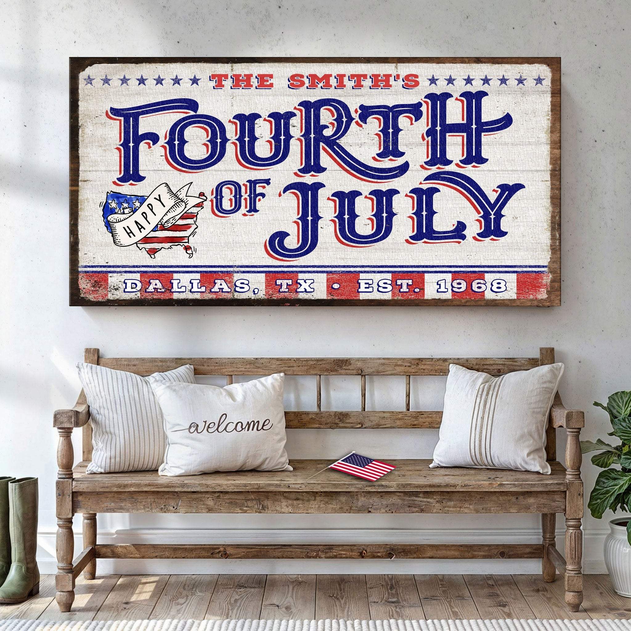 4th of July Personalized Welcome Sign - Tailored Canvases - Flyclothing LLC