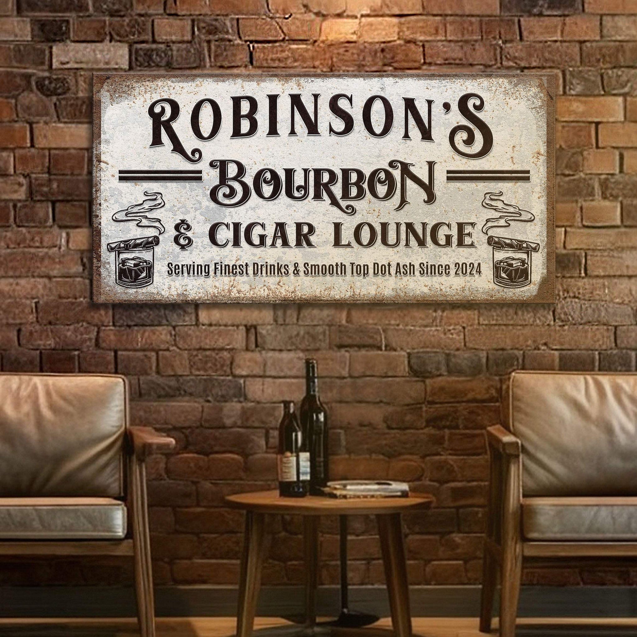 Personalized Bourbon and Cigar Bar Sign - Tailored Canvases - Flyclothing LLC
