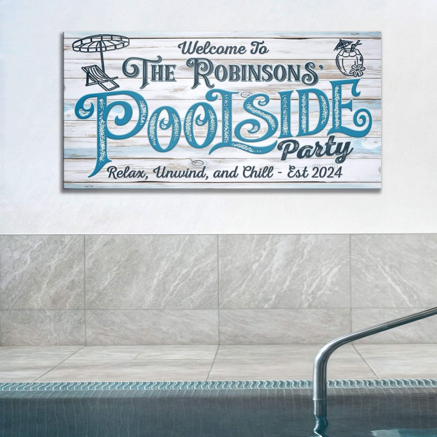 Personalized Pool Party Sign - Tailored Canvases - Flyclothing LLC