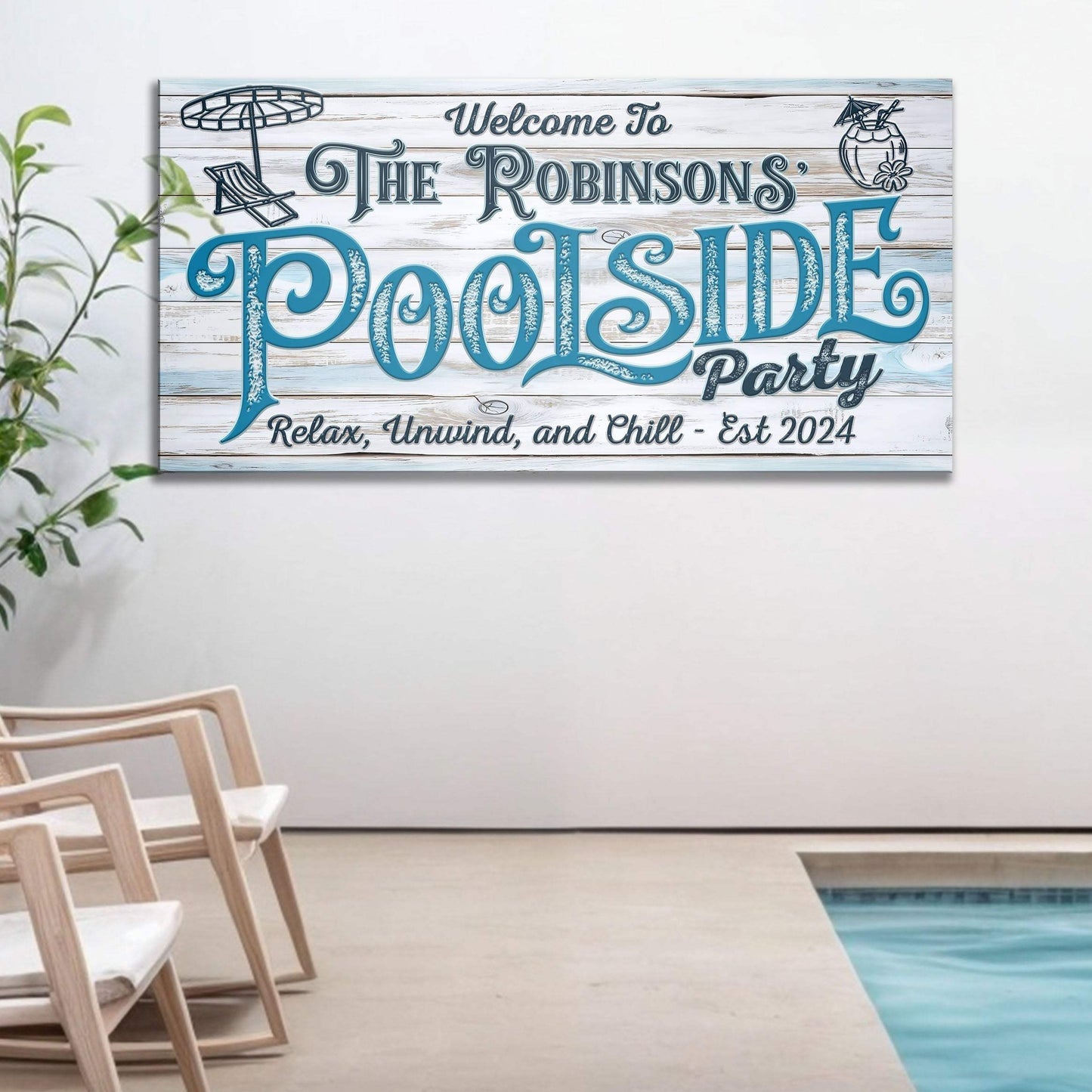 Personalized Pool Party Sign - Tailored Canvases - Flyclothing LLC
