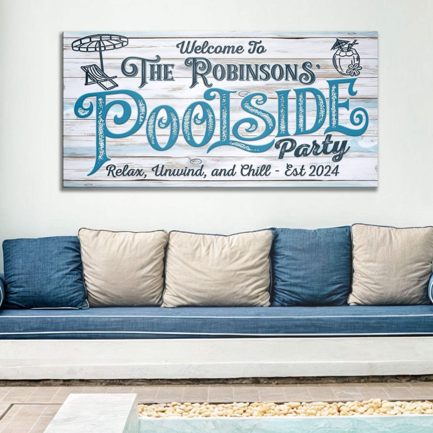 Personalized Pool Party Sign - Tailored Canvases - Flyclothing LLC